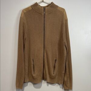 Ruff Hewn Men's Tan Ribbed Zip-Up Sweater